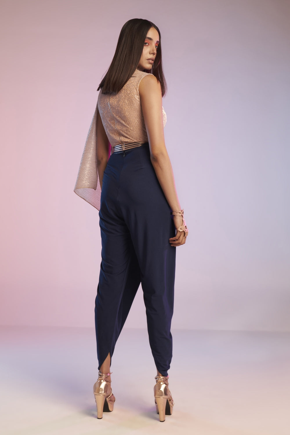 Metallic Georgette Crop Top