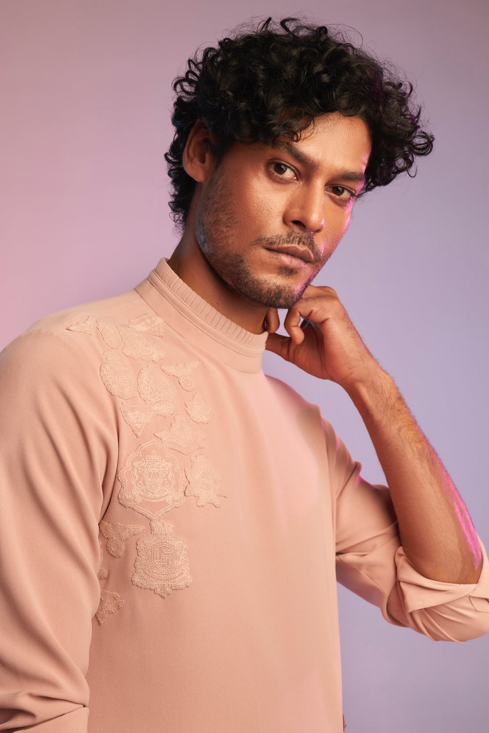 Pastel Rose Kurta with Neo-Drape