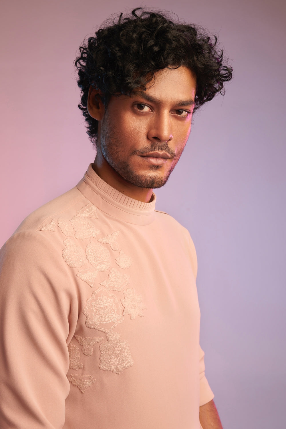 Pastel Rose Kurta with Neo-Drape