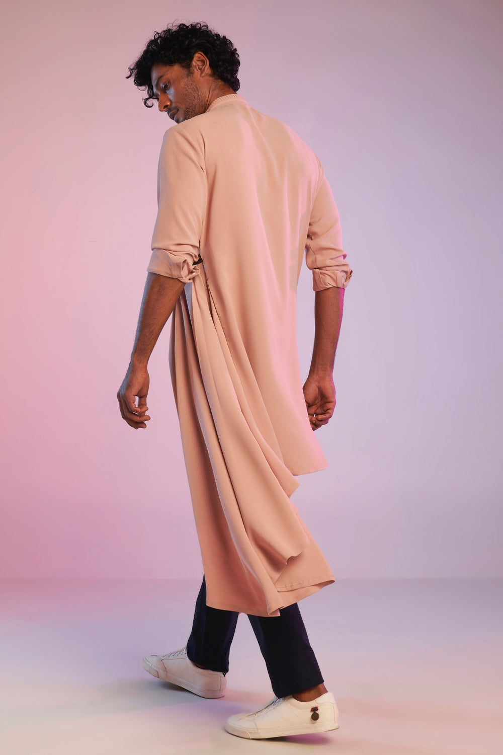 Pastel Rose Kurta with Neo-Drape