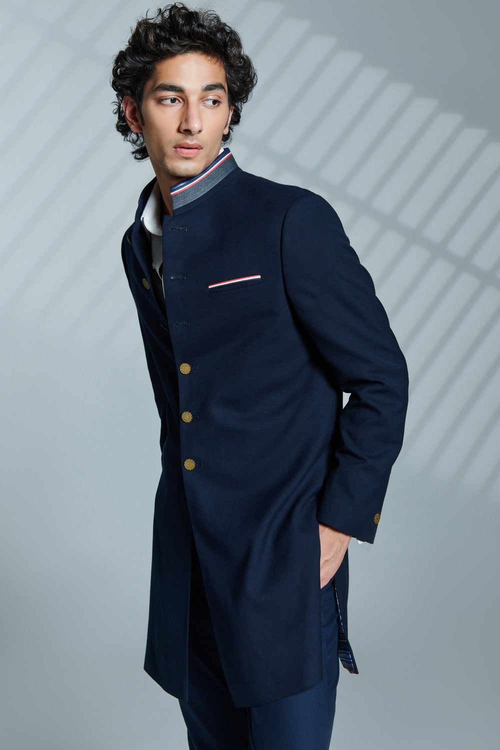 Sumeet Vyas in Minimalist Navy sherwani