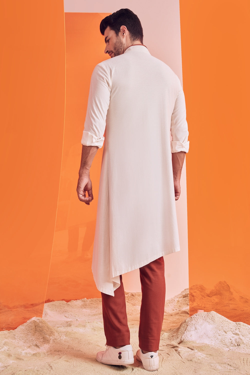 Off White Kurta with Embroidered Details