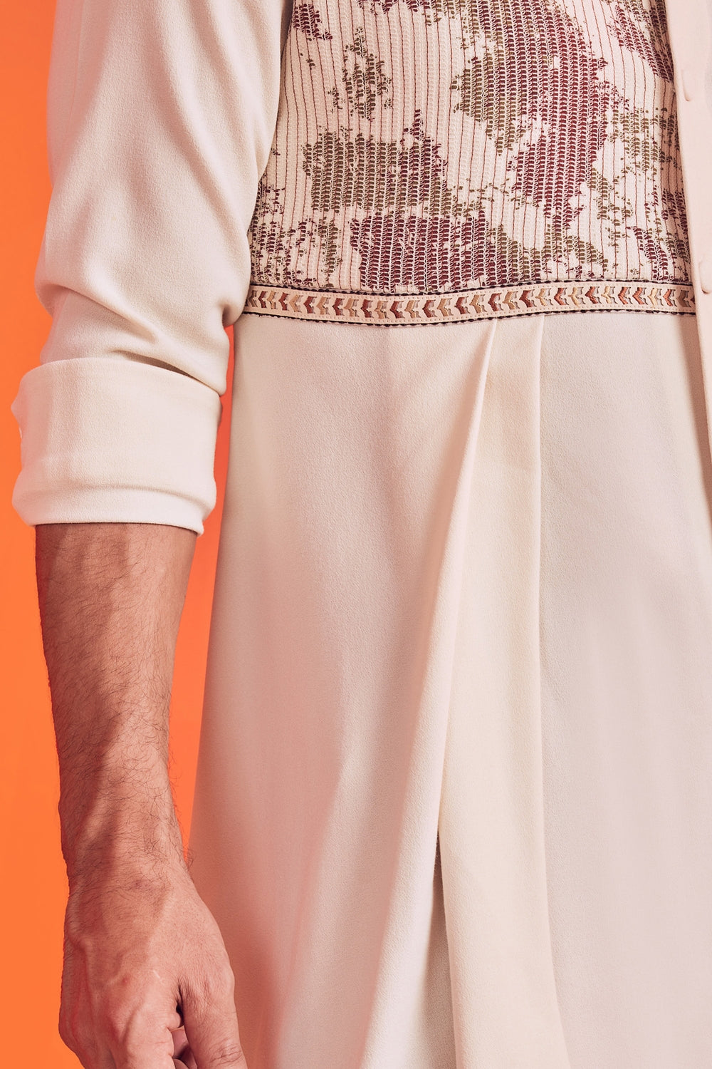 Textured Off White Drape Shirt