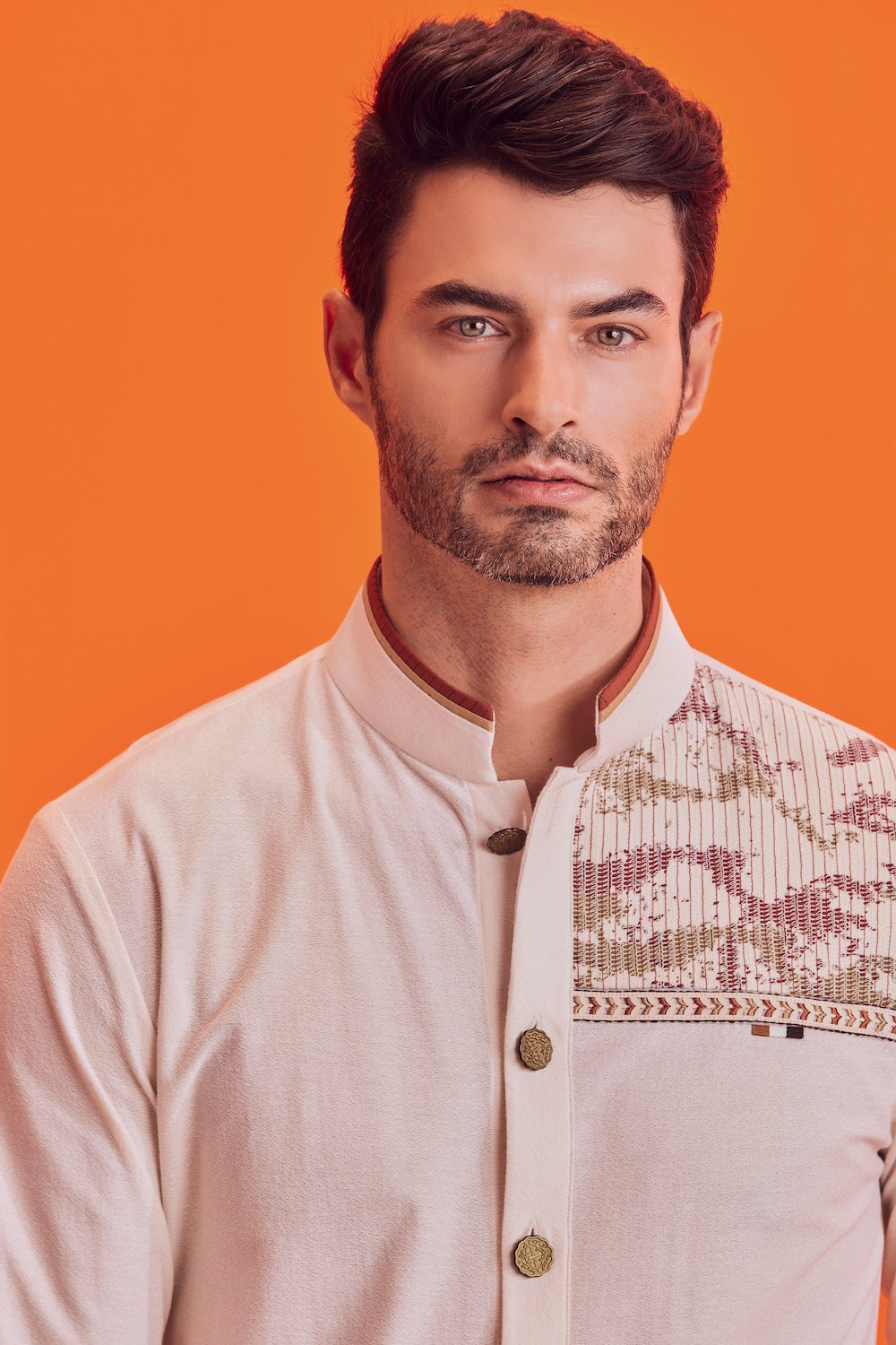 Textured Off White Kurta