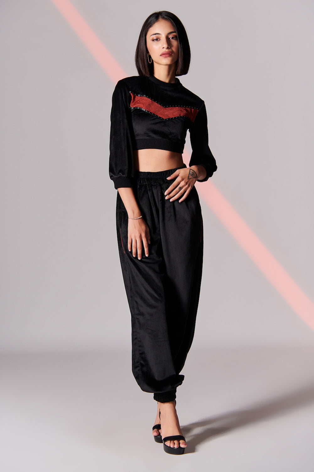Cropped Velvet Sweatshirt