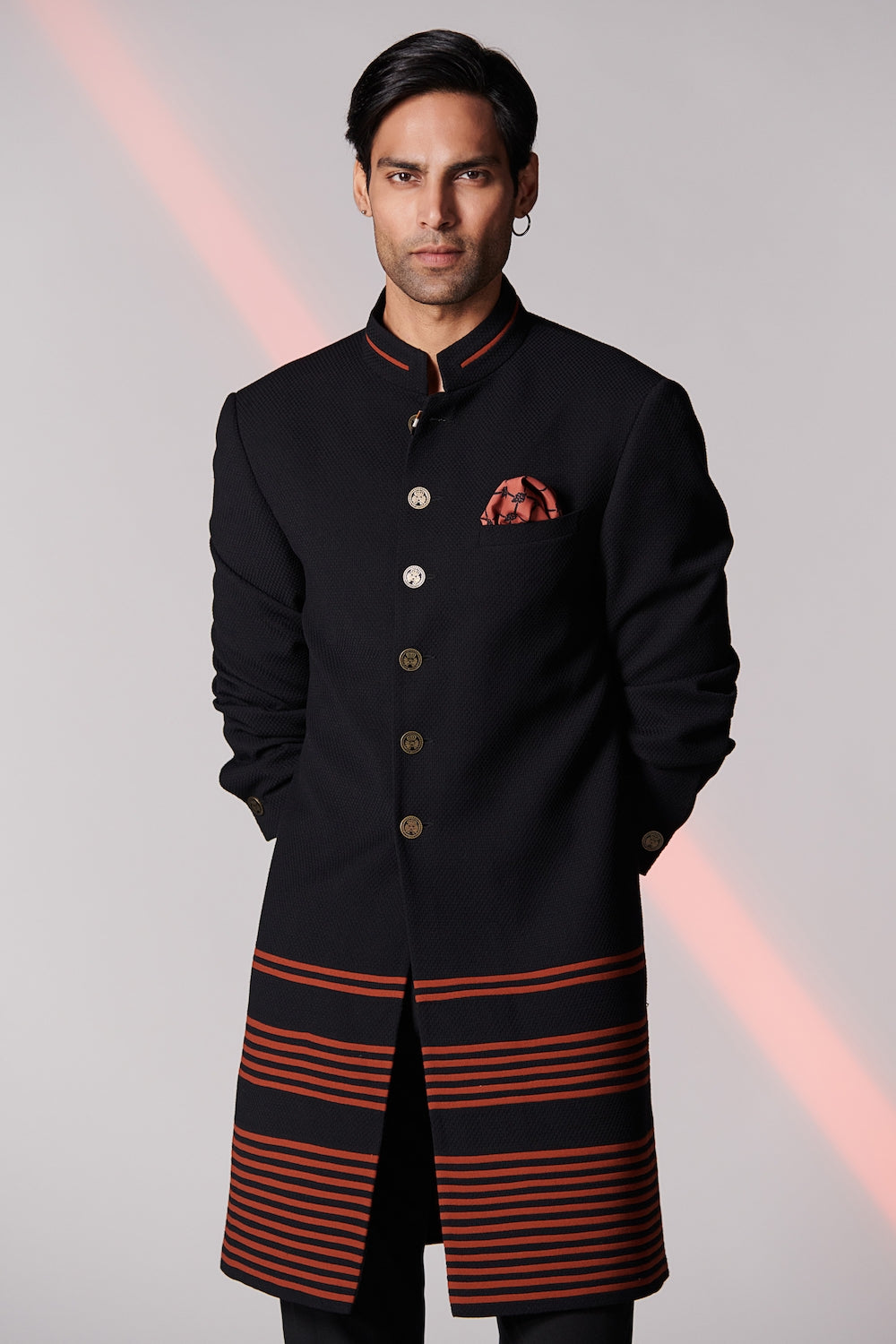 Minimalist Sherwani with Colour Block Details