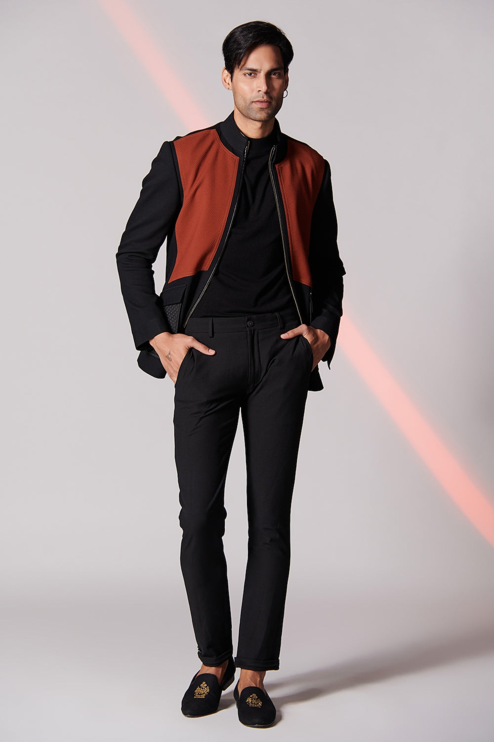 Black-Rust Colour Block Jacket
