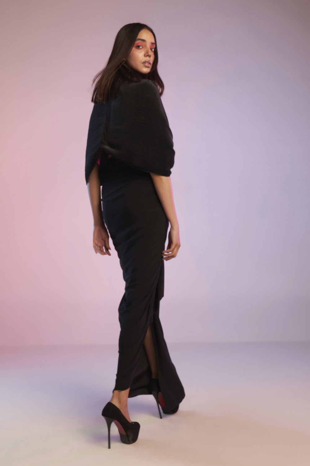 Black Crop Top with Attached Belt