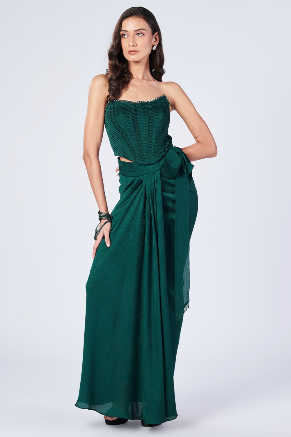 Amyra Dastur In Emerald Wrap-Around skirt
