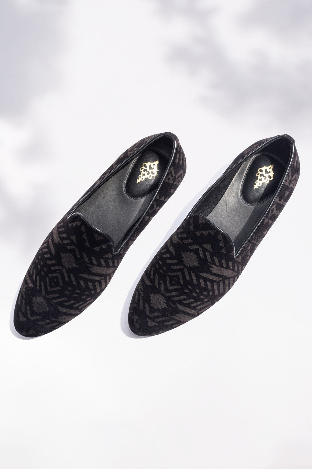 Geometric Print Velvet shoes