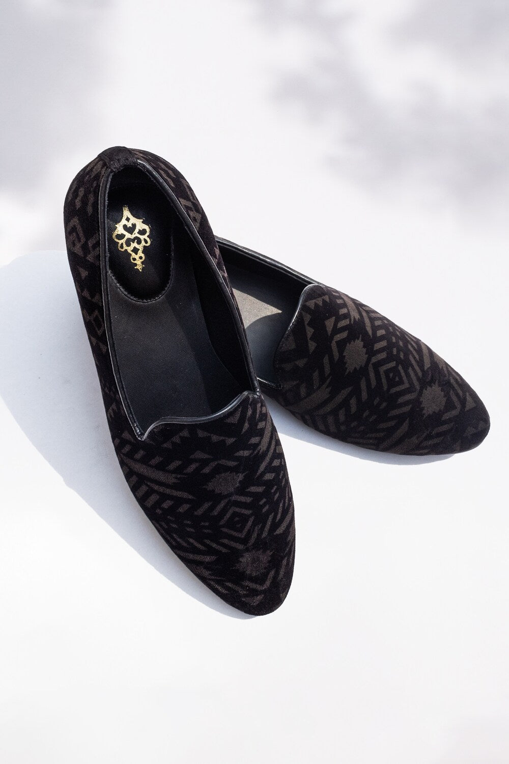 Geometric Print Velvet shoes