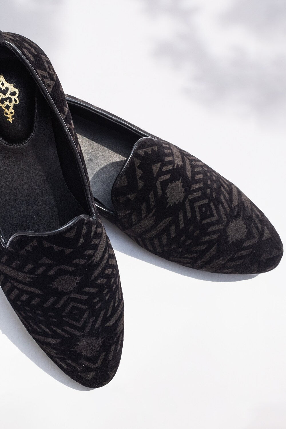Geometric Print Velvet shoes