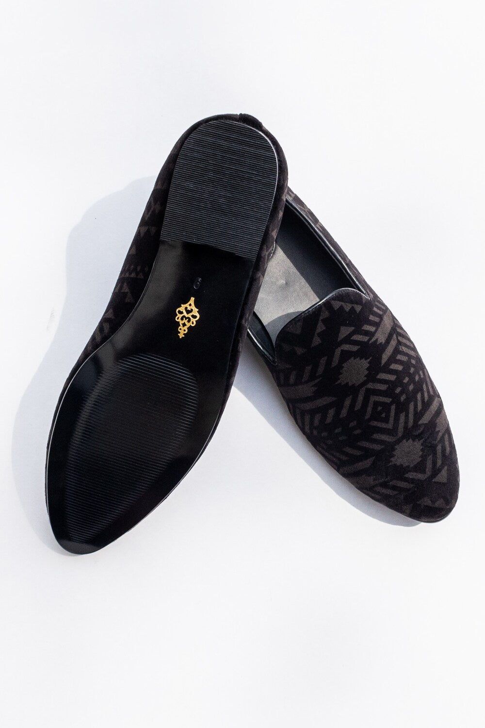 Geometric Print Velvet shoes