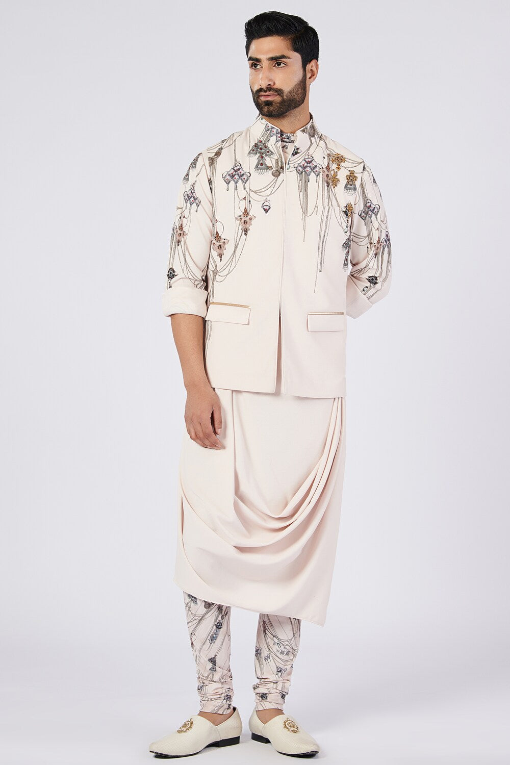 Off White Printed Churidar