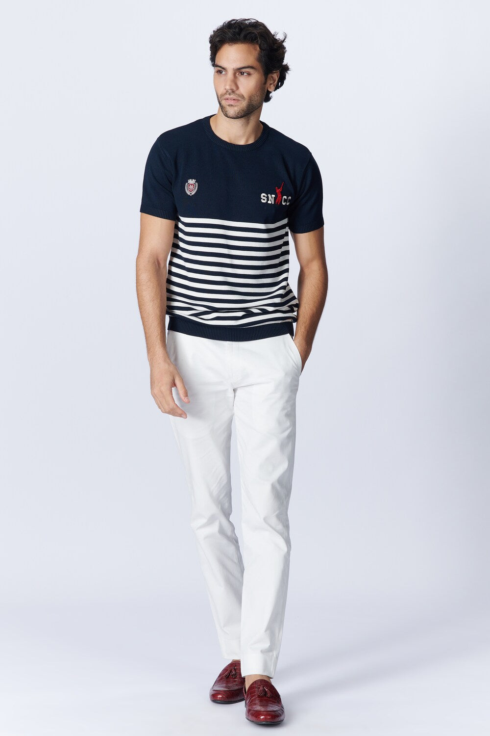 SNCC Navy Stripe Polo T-shirt