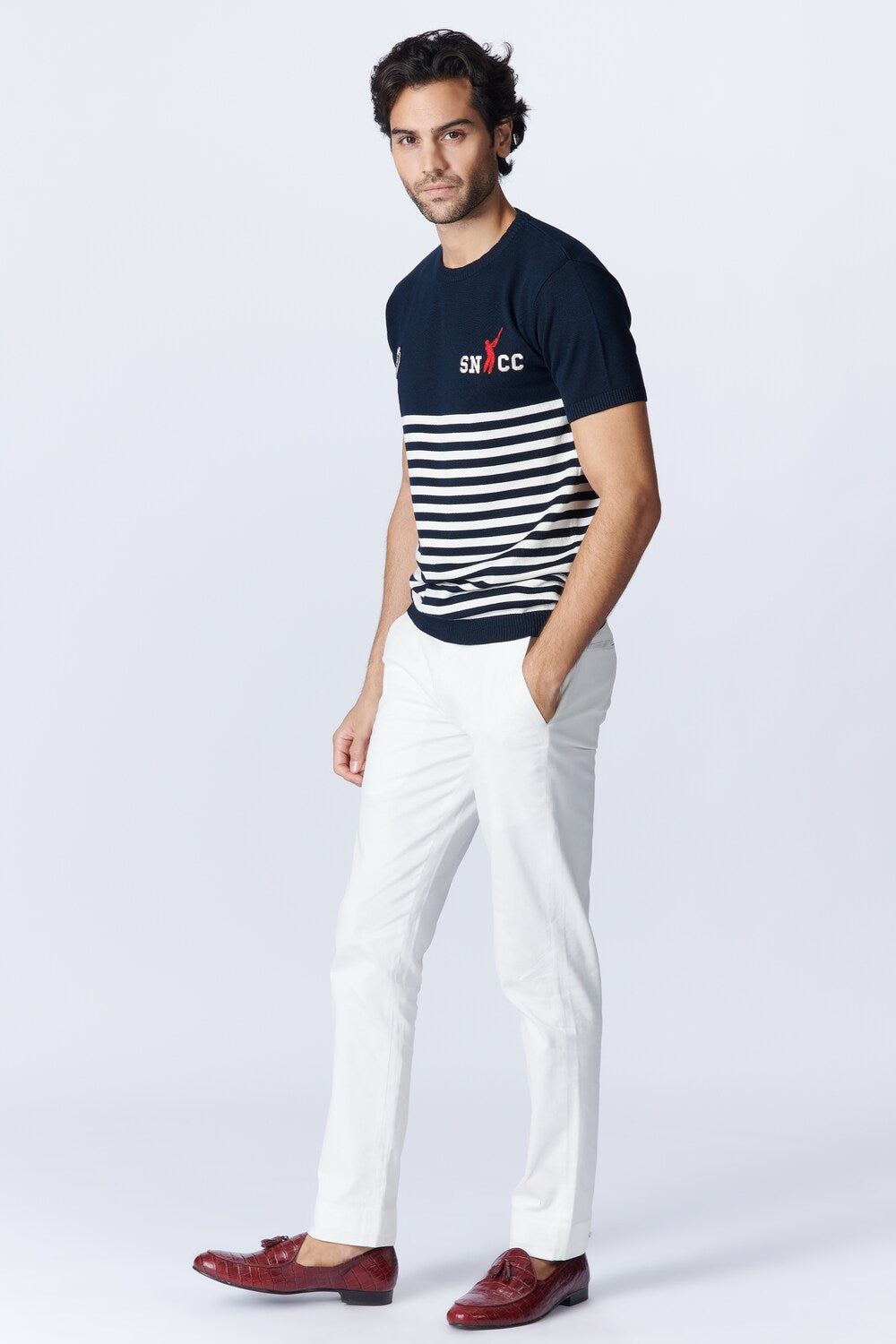 SNCC Navy Stripe Polo T-shirt