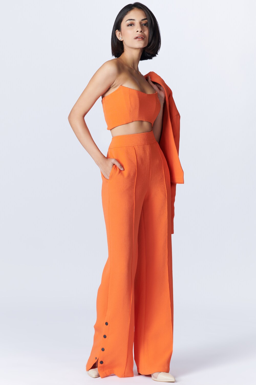 Aditi Rao Hydari In SNCC Orange Flared Trousers