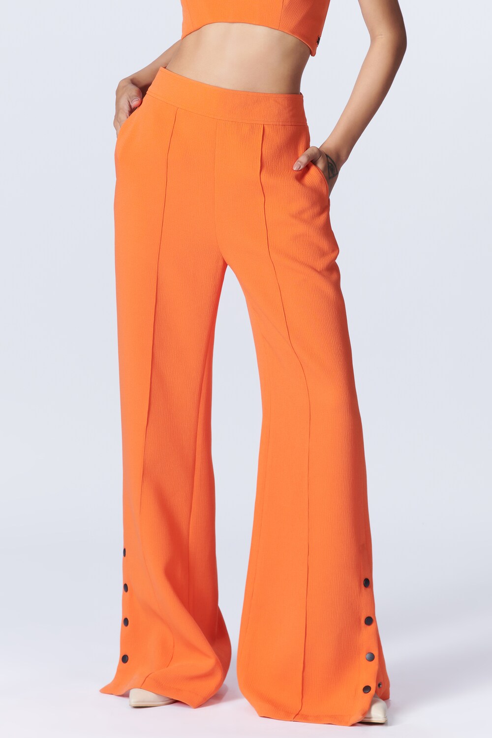 Aditi Rao Hydari In SNCC Orange Flared Trousers