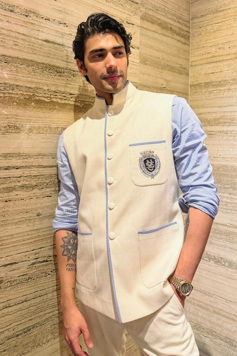 Zaeden In SNCC Waistcoat with Contrast Piping