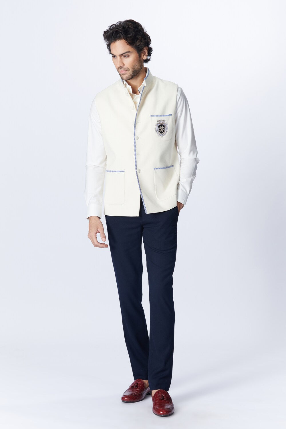 Zaeden In SNCC Waistcoat with Contrast Piping