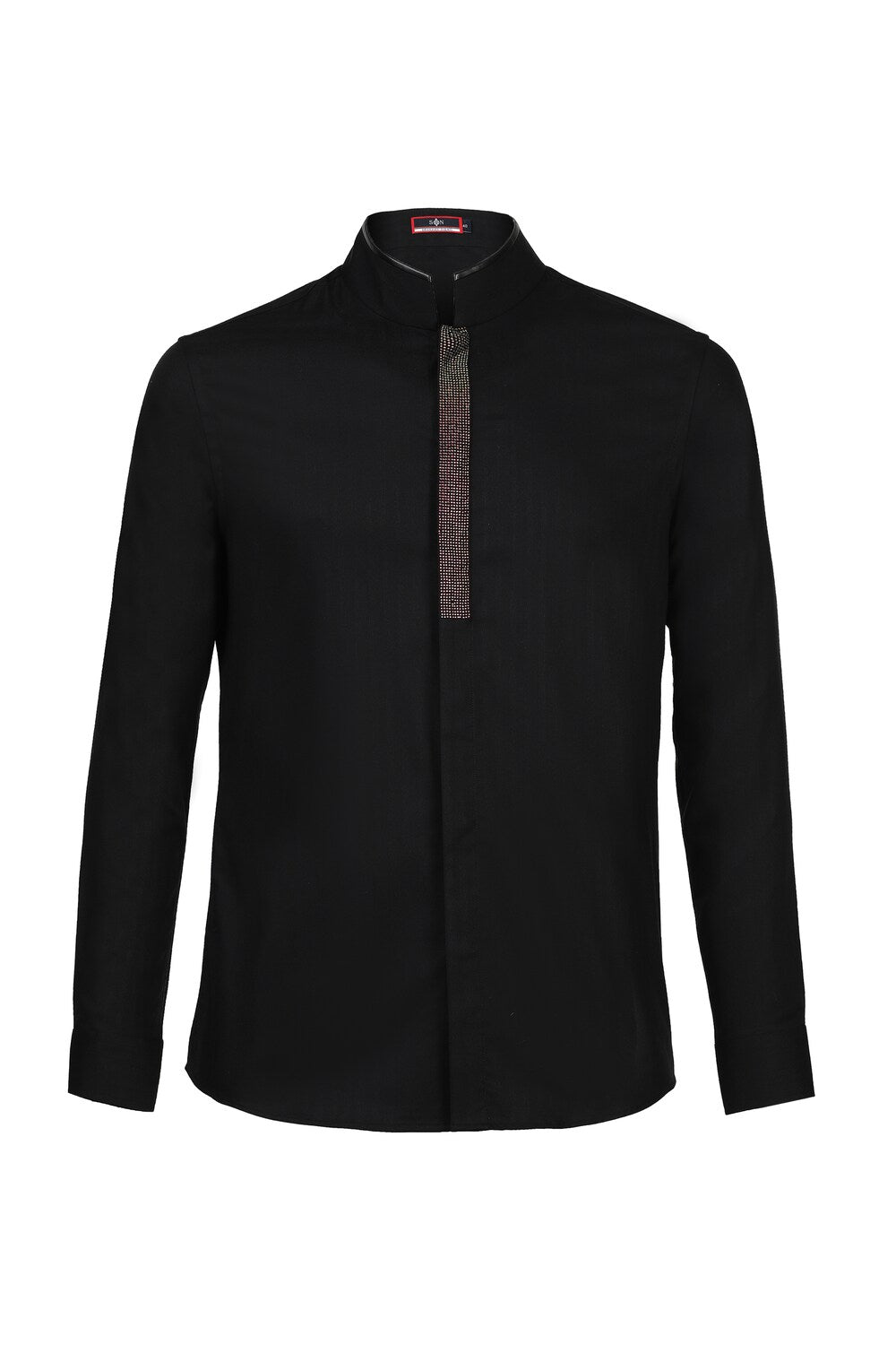 Black Diamante Placket Shirt