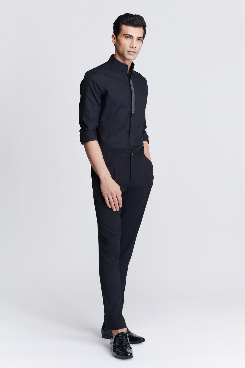 Black Diamante Placket Shirt