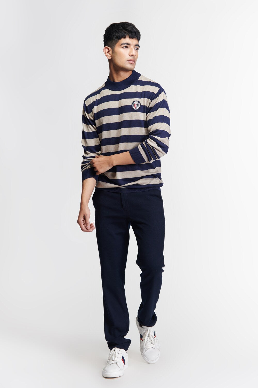SNCC Beige Stripe Knit T-shirt