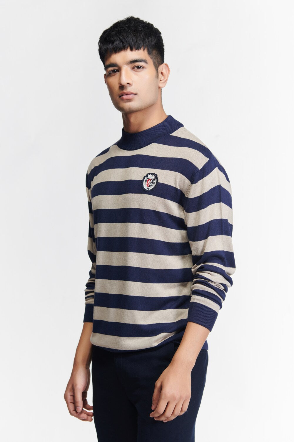 SNCC Beige Stripe Knit T-shirt