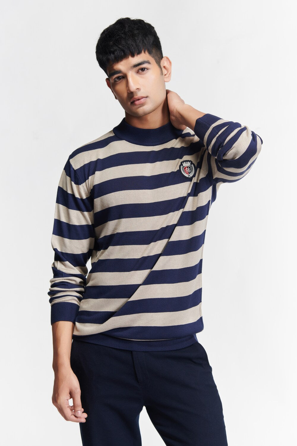 SNCC Beige Stripe Knit T-shirt