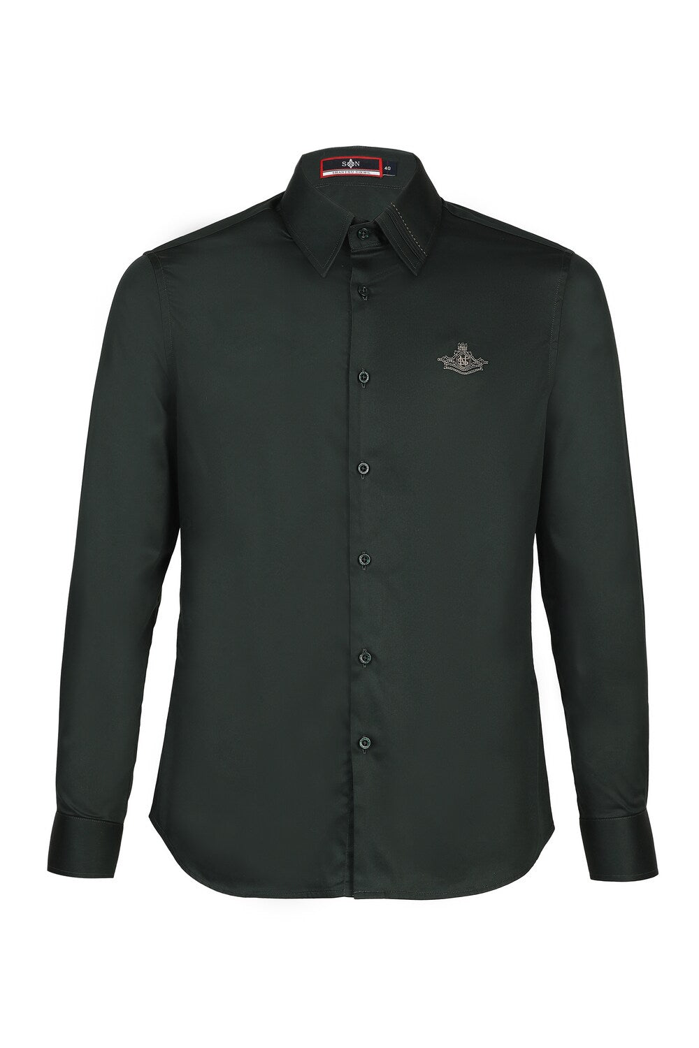 Signature Dark Green Shirt with Embroidered Crest