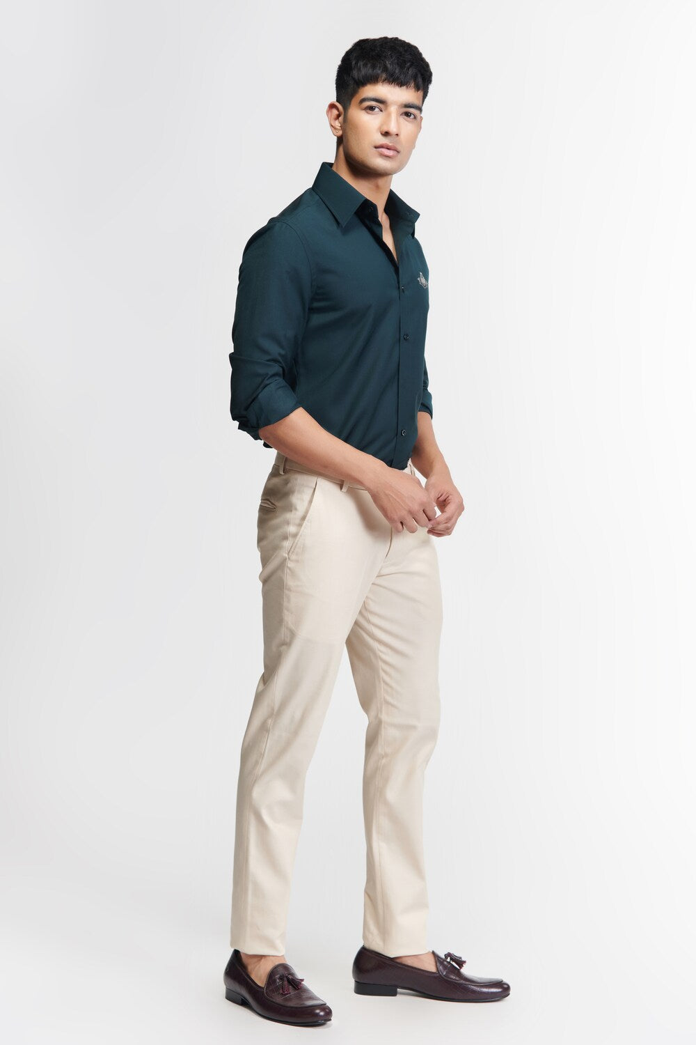 Signature Dark Green Shirt with Embroidered Crest