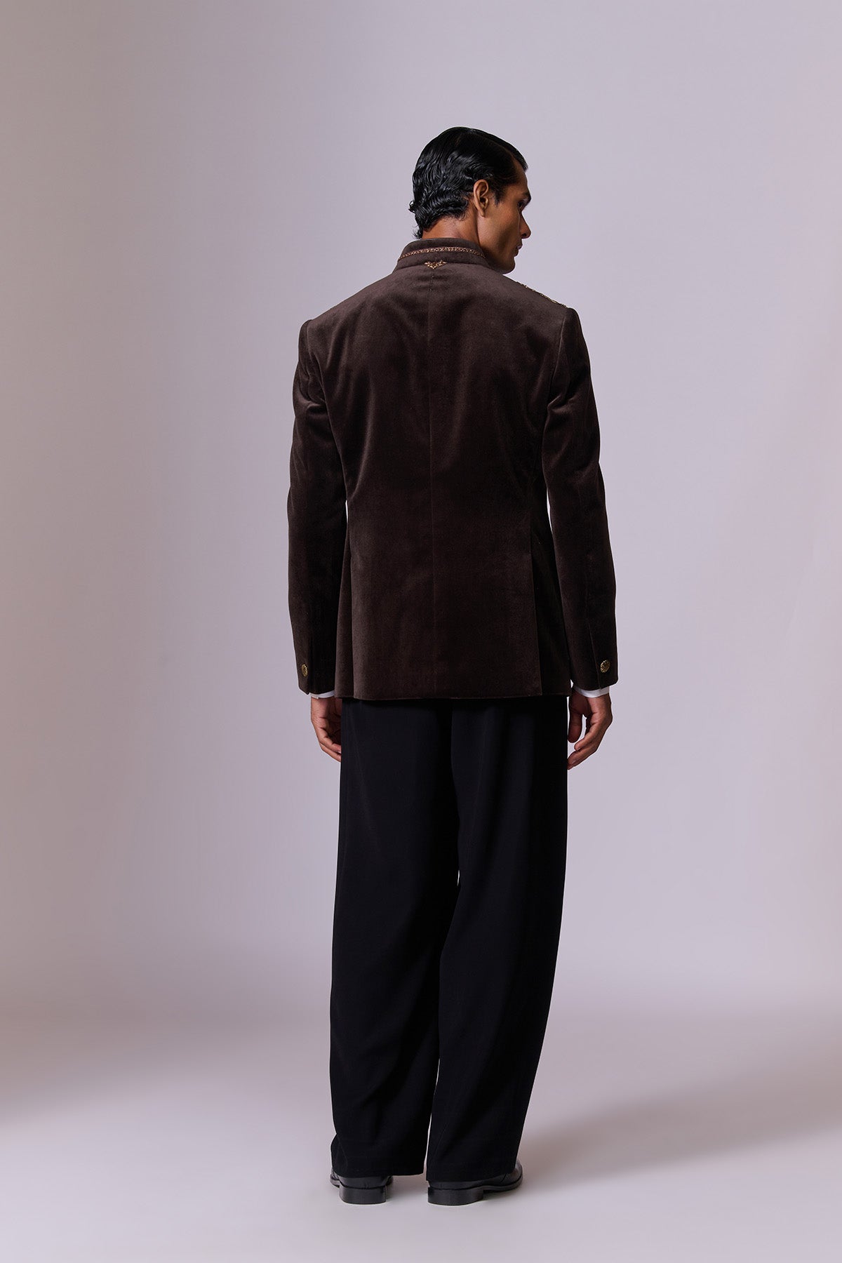 Espresso Velvet Bandhgala Set