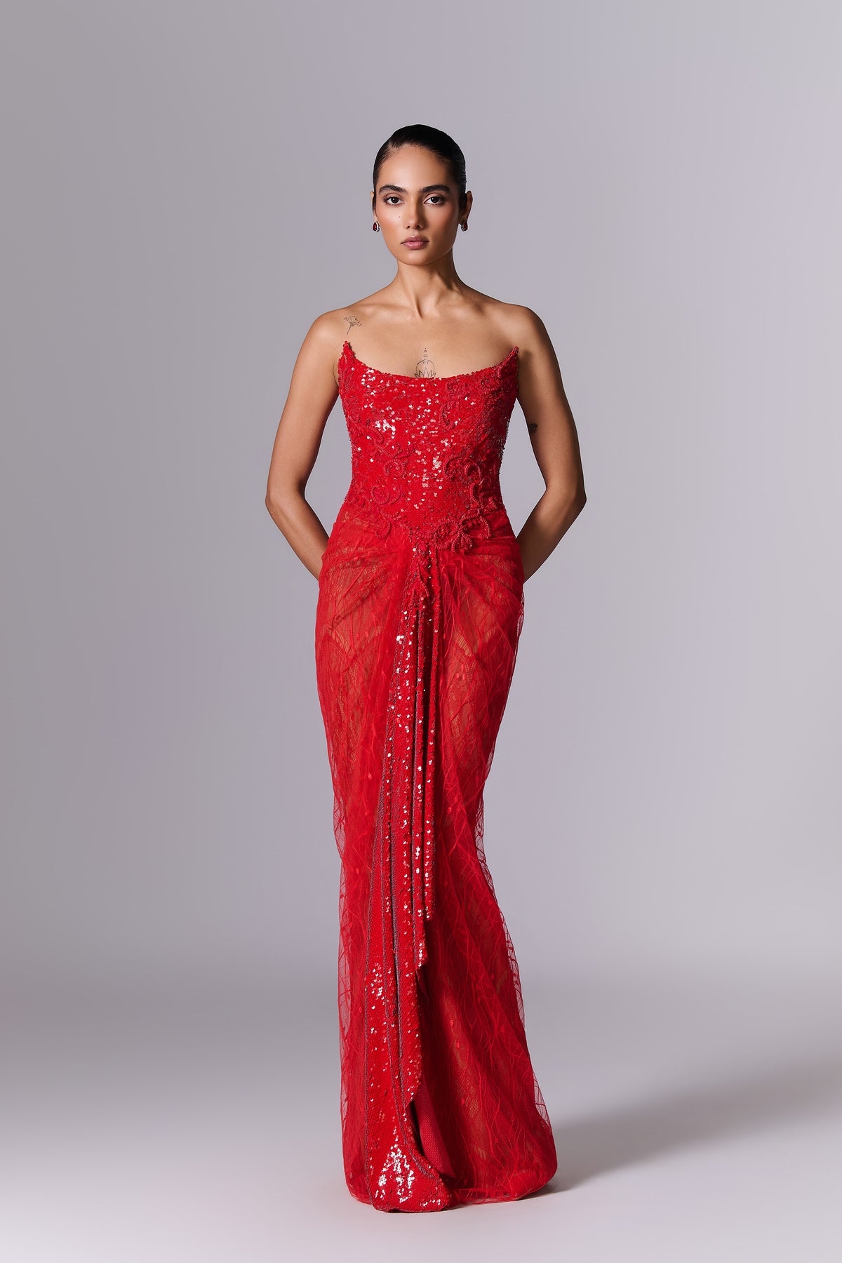 Inferno Embellished Column Gown