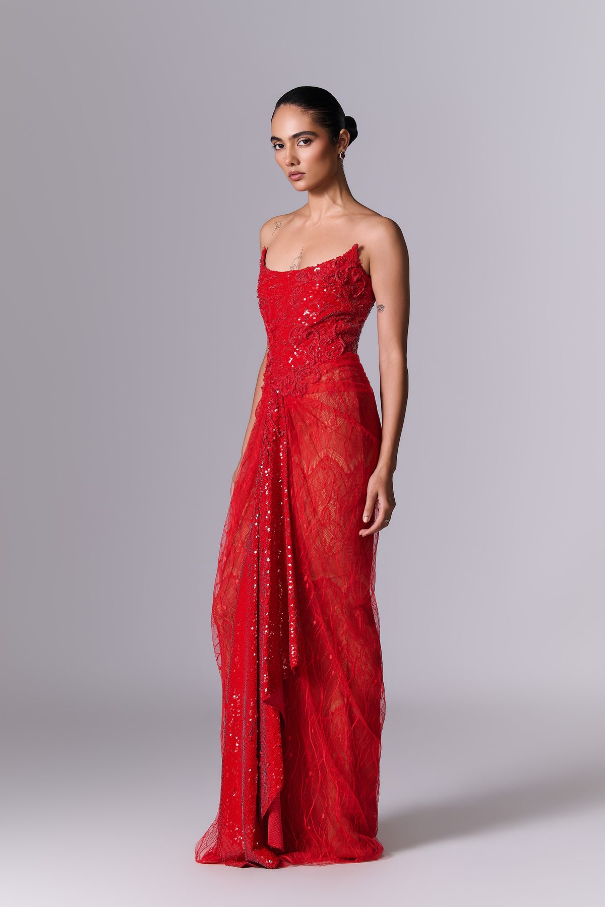 Inferno Embellished Column Gown