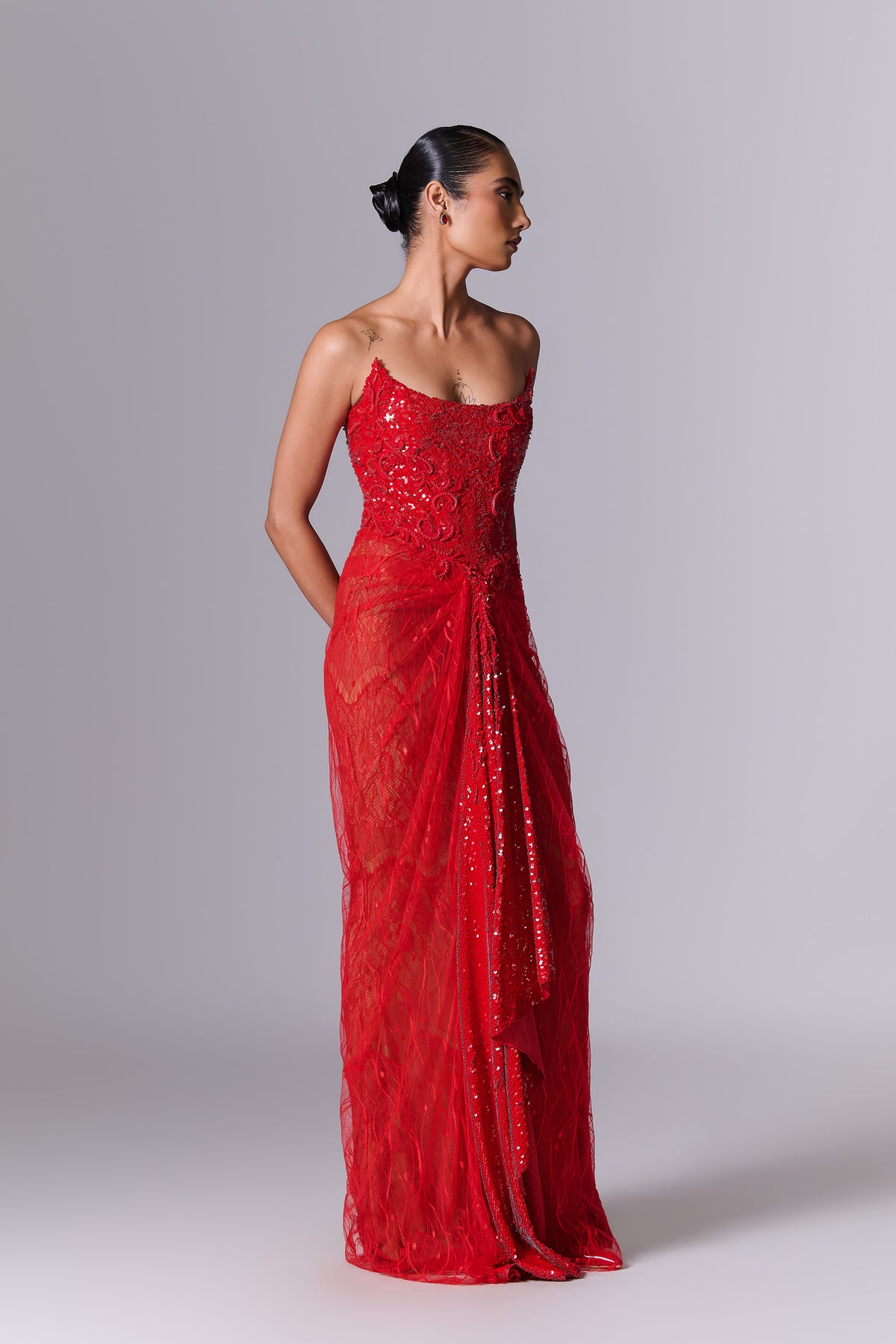 Inferno Embellished Column Gown