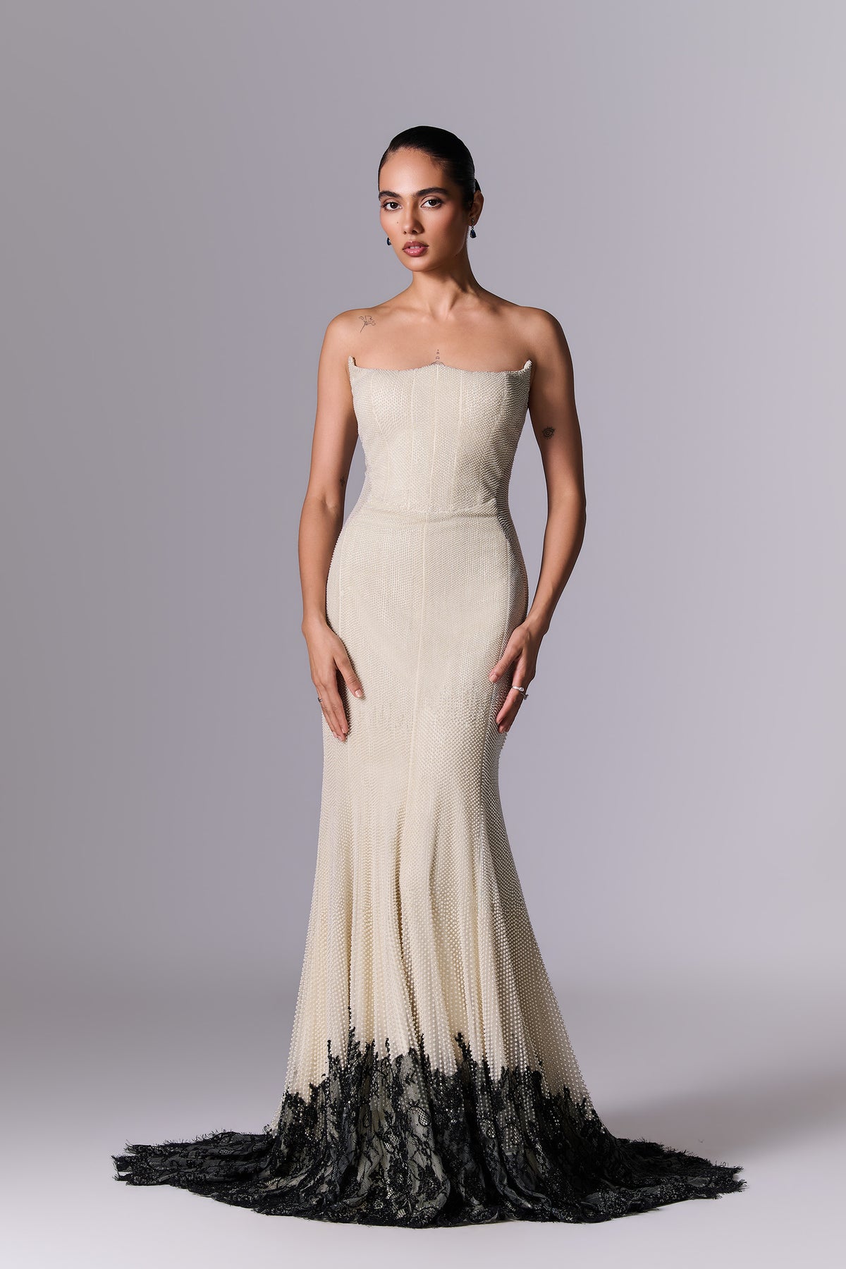 Pearled Ivory Volume Gown