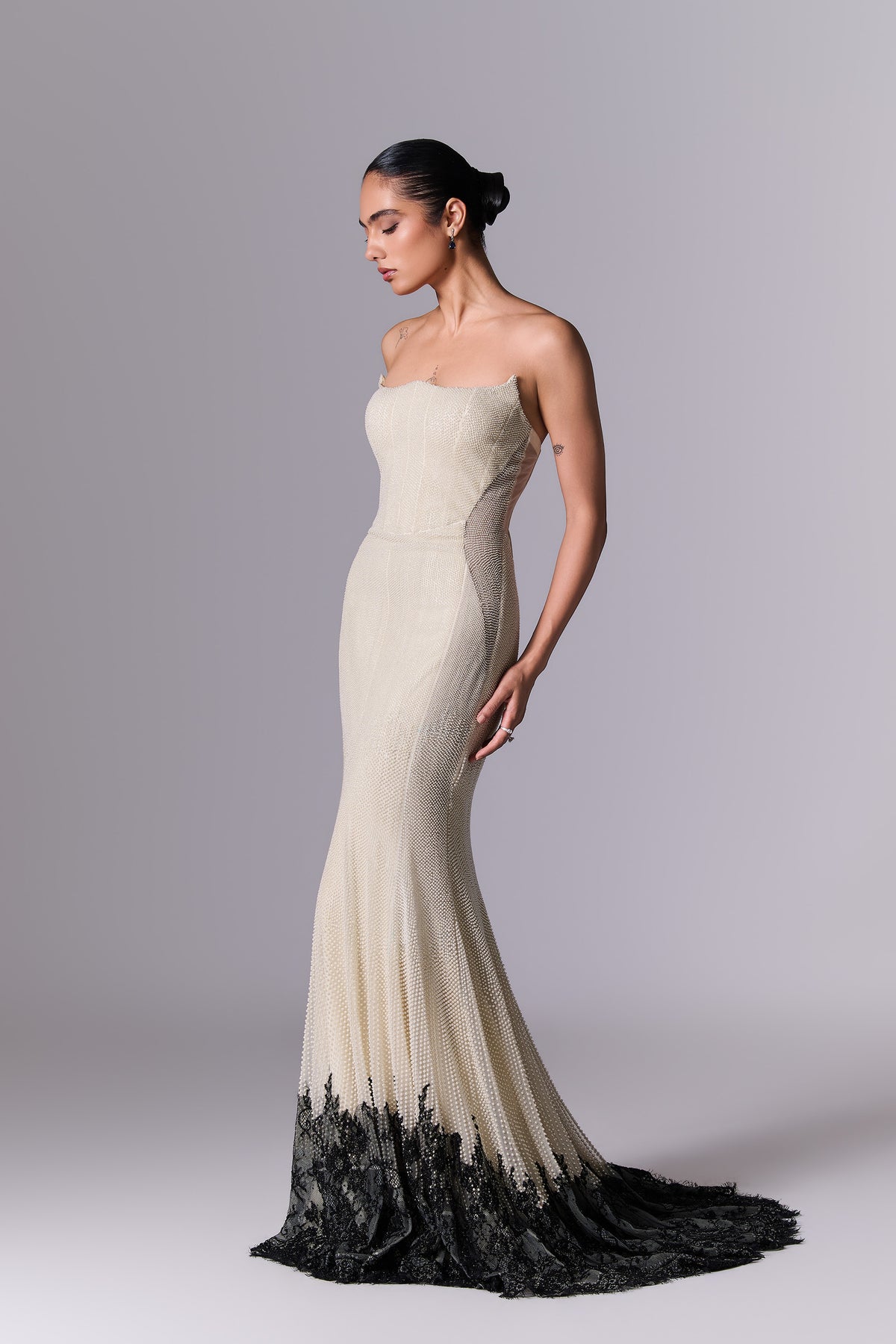 Pearled Ivory Volume Gown