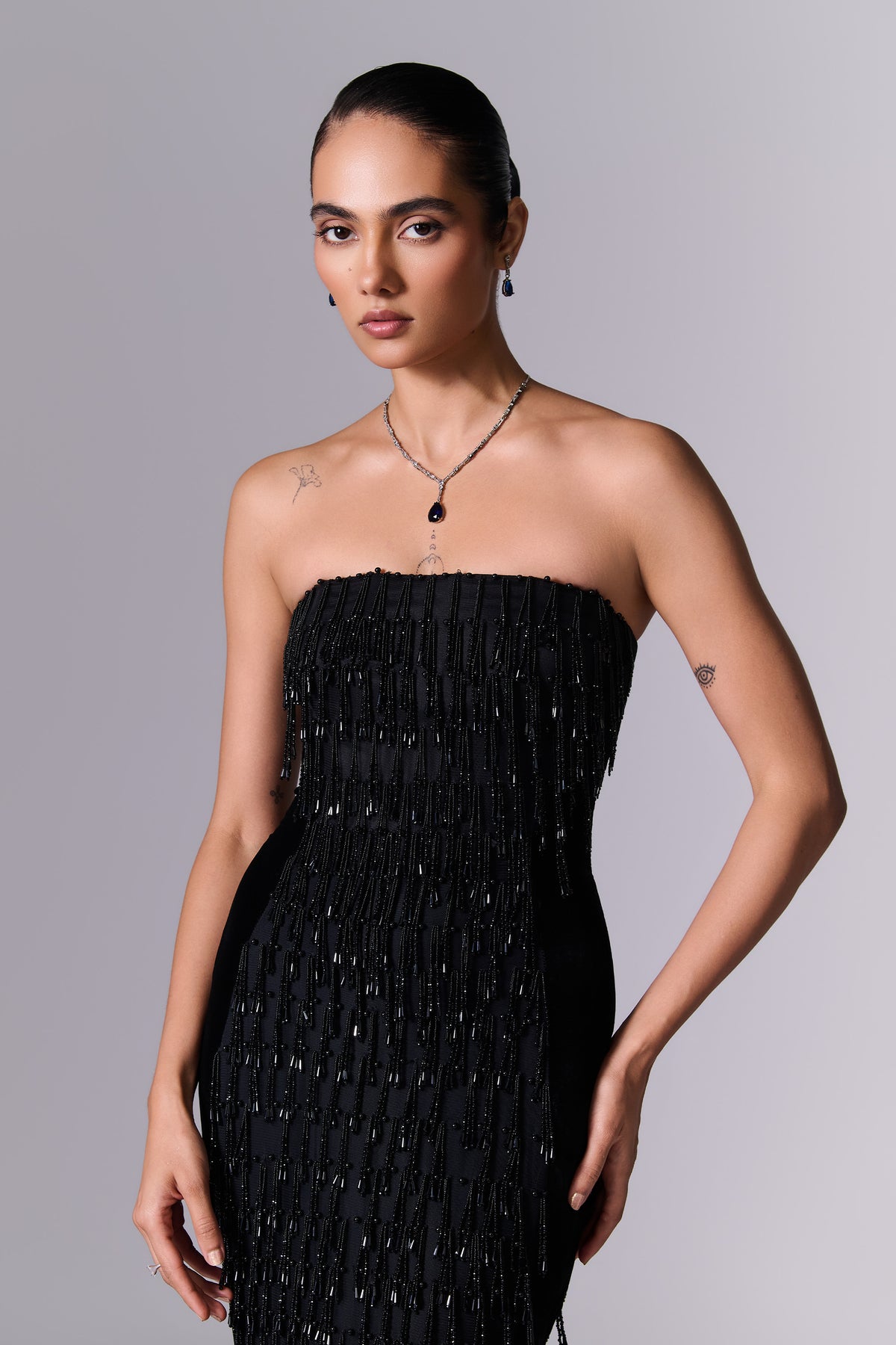 Obsidian Black Embellished Gown