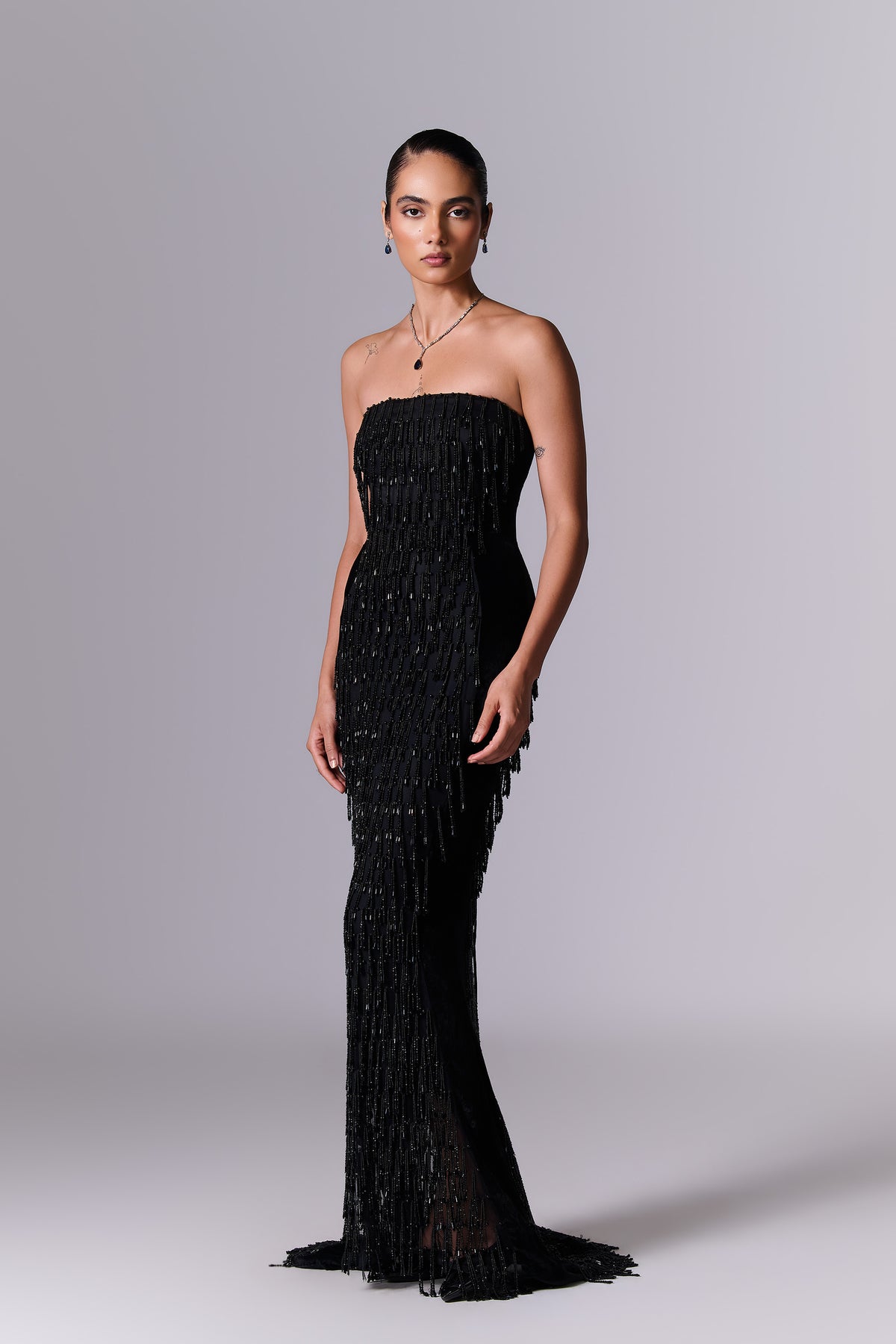 Obsidian Black Embellished Gown