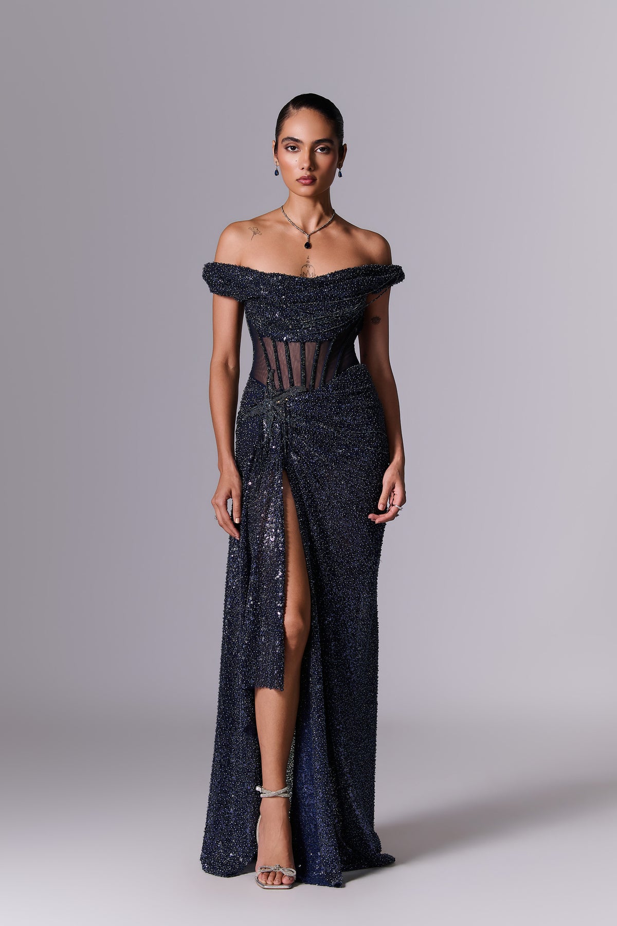 Midnight Blue Corset Gown
