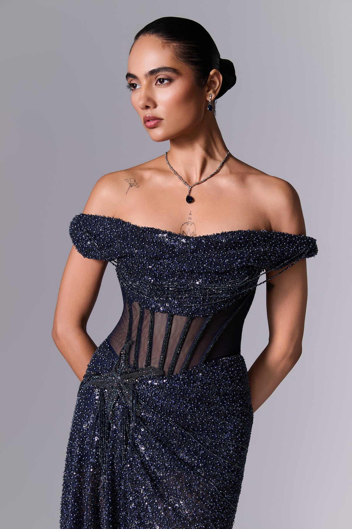 Midnight Blue Corset Gown