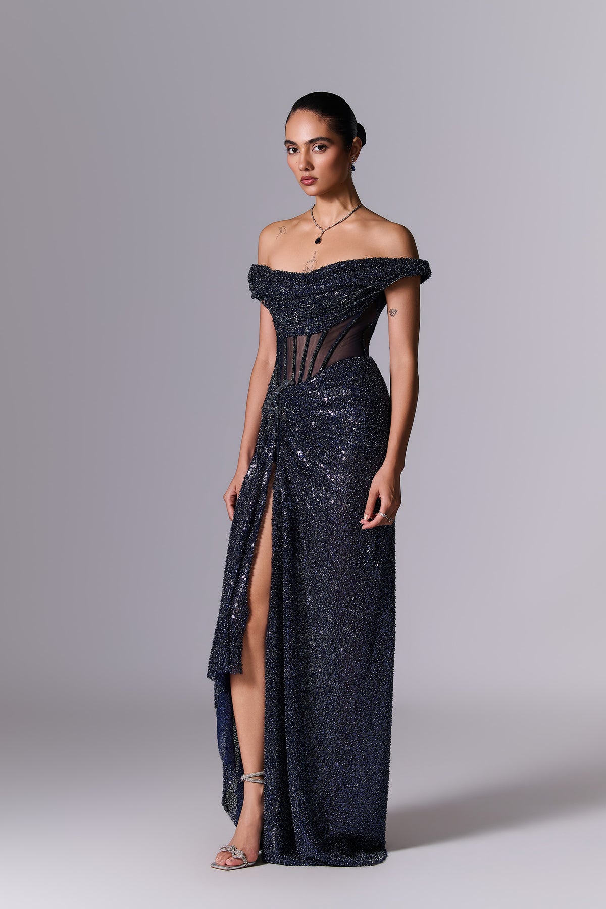Midnight Blue Corset Gown