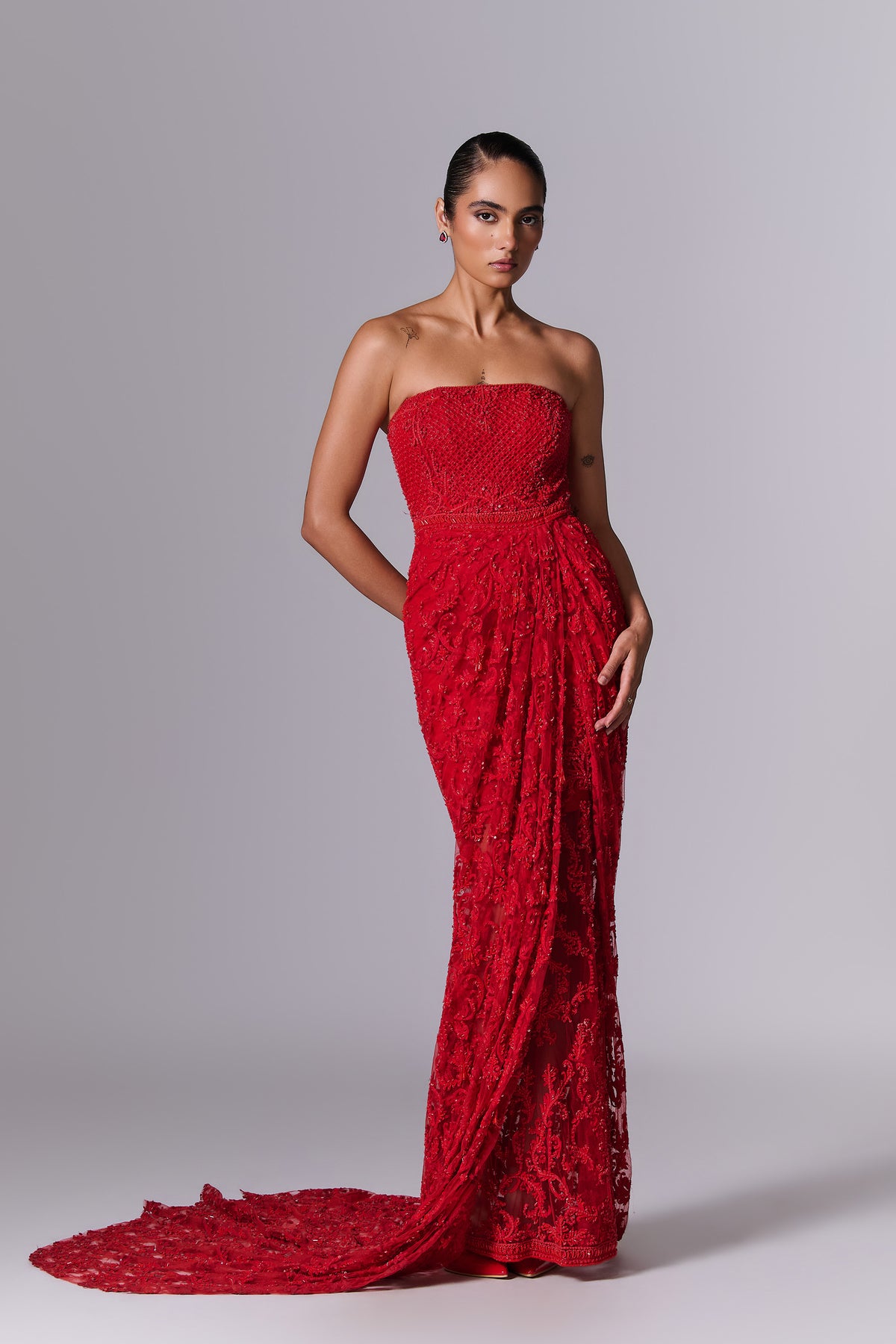 Red Embellished Gown