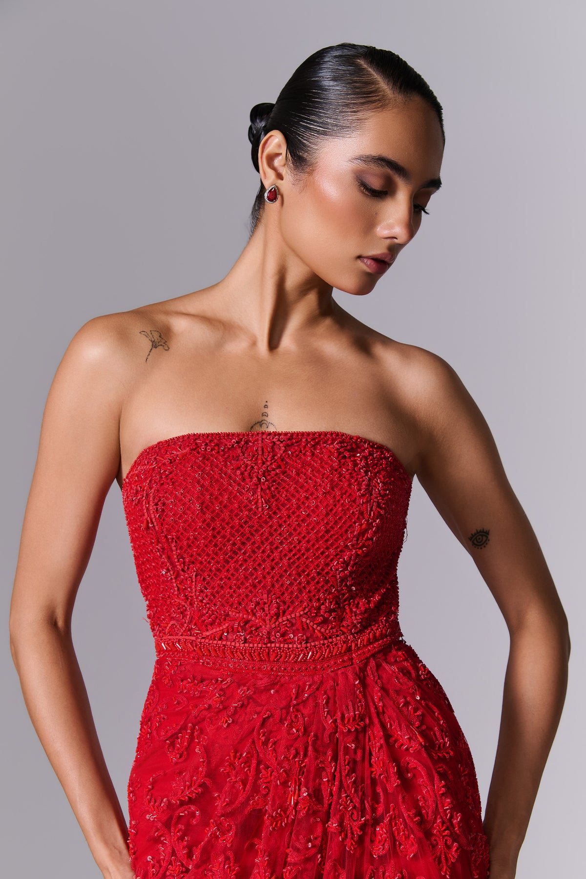 Red Embellished Gown
