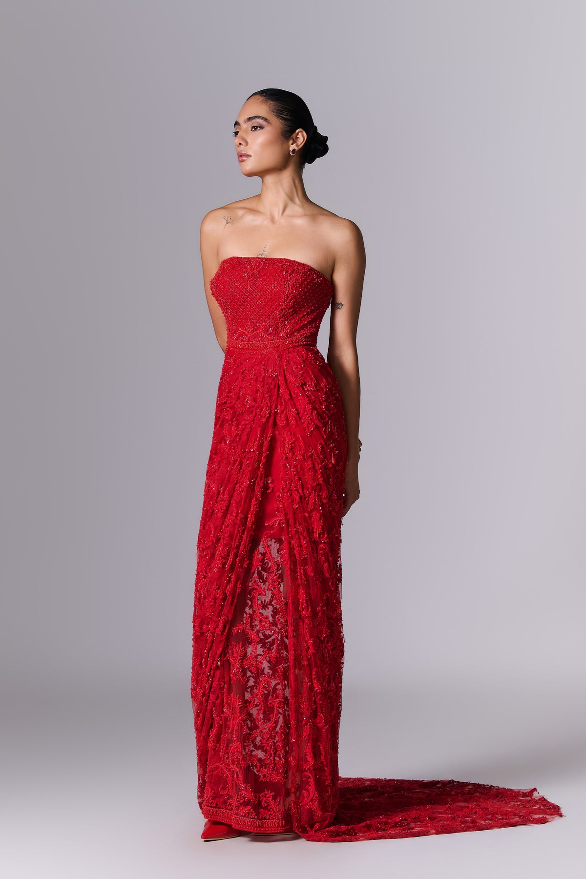 Red Embellished Gown