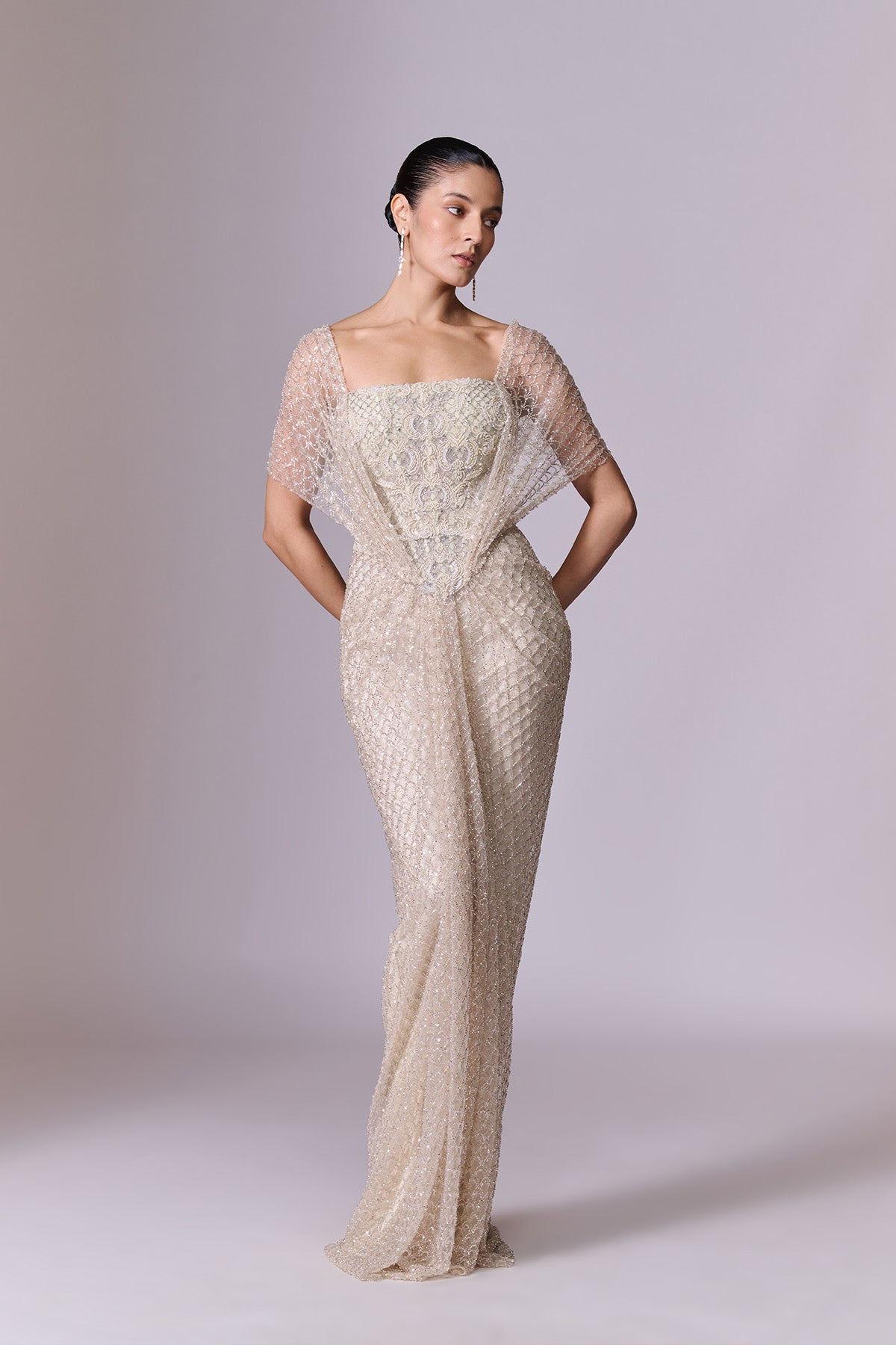 Ivory Pearl Embroidered Gown