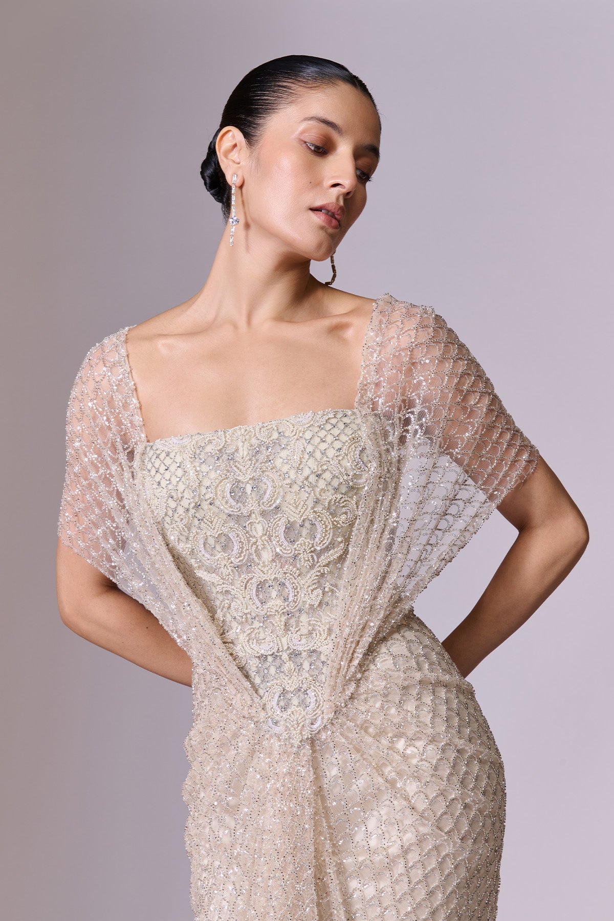 Ivory Pearl Embroidered Gown