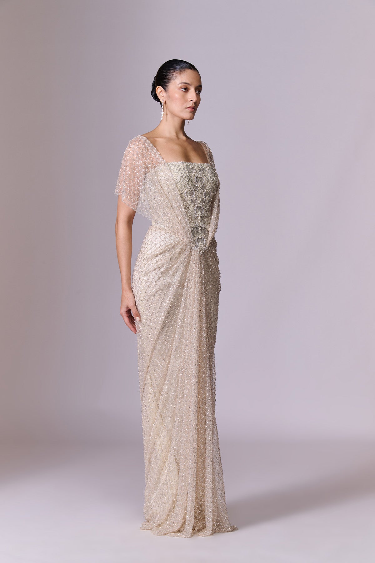 Ivory Pearl Embroidered Gown