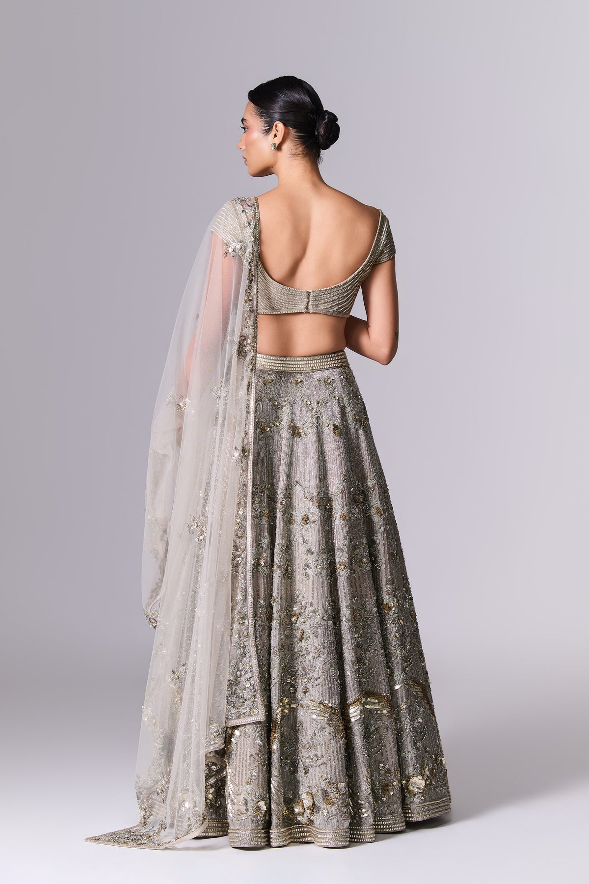 Stone Grey Embellished Lehenga Set