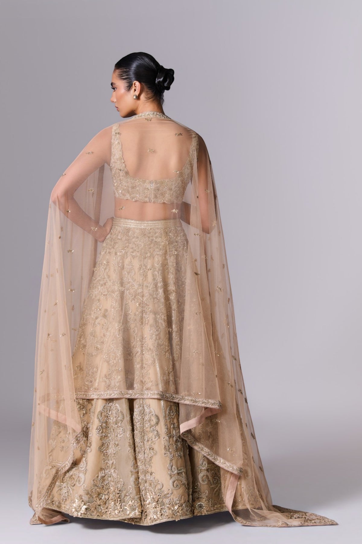 Mocha Beige Embellished Lehenga Set